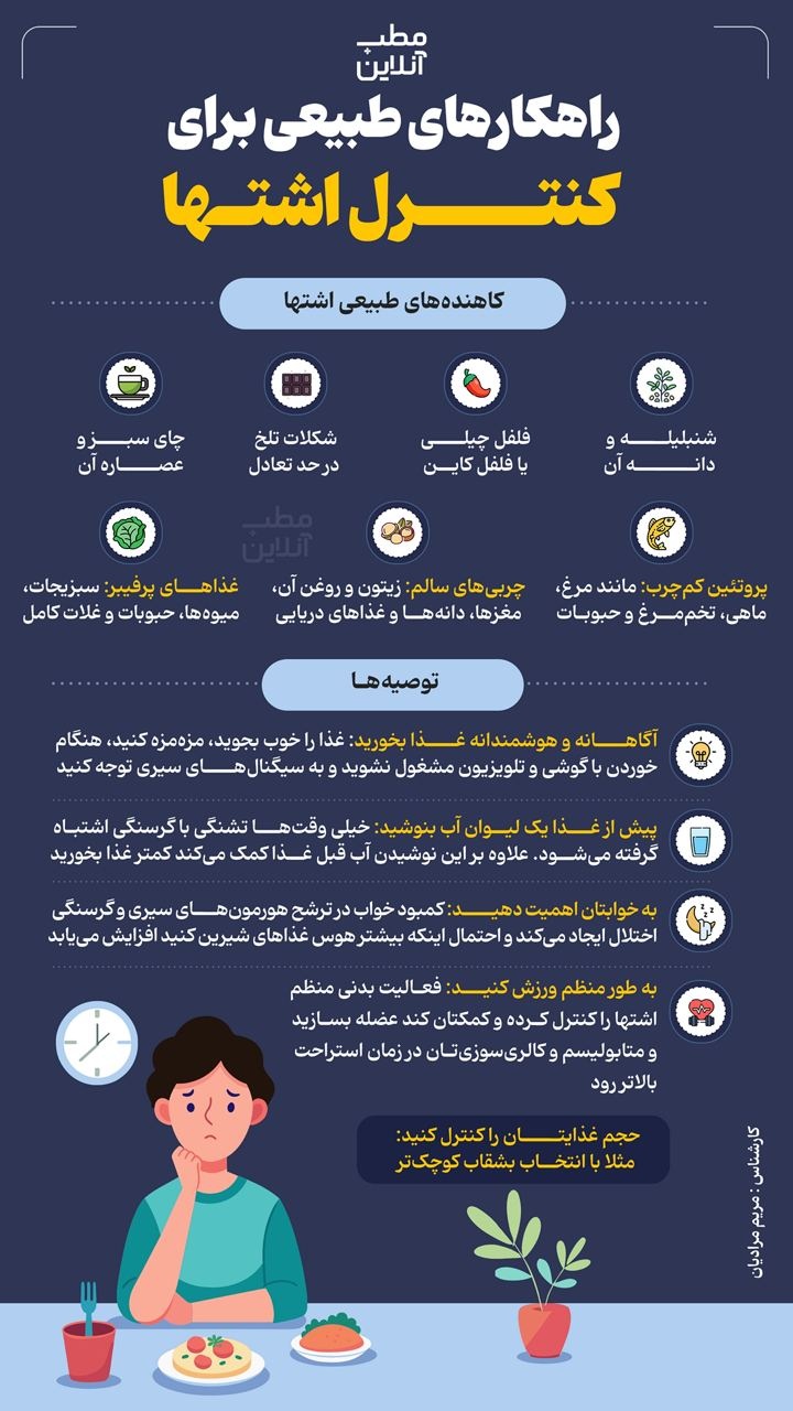 راههای طبیعی برای کنترل اشتها راههای طبیعی برای کنترل اشتها