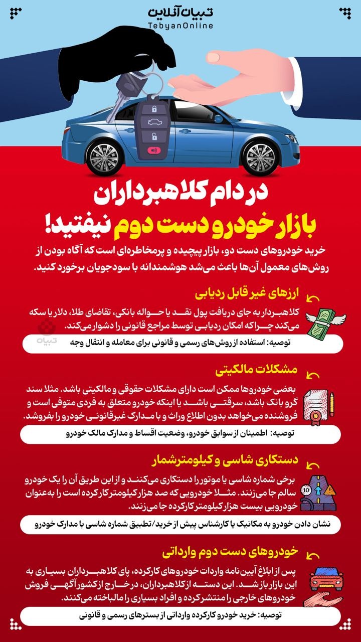 در دام کلاهبرداران بازار خودرو دست دوم نیفتید! در دام کلاهبرداران بازار خودرو دست دوم نیفتید!