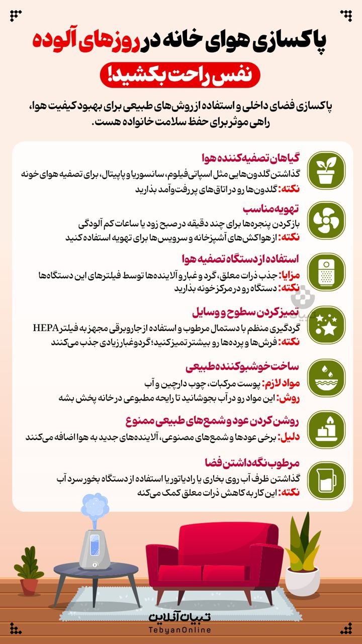 پاکسازی هوای خانه در روزهای آلوده
