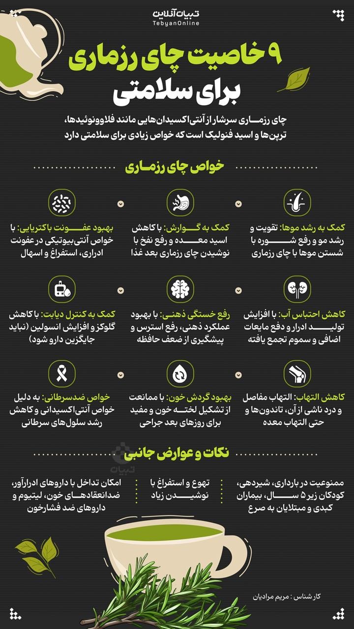۹ خاصیت چای رزماری برای سلامتی