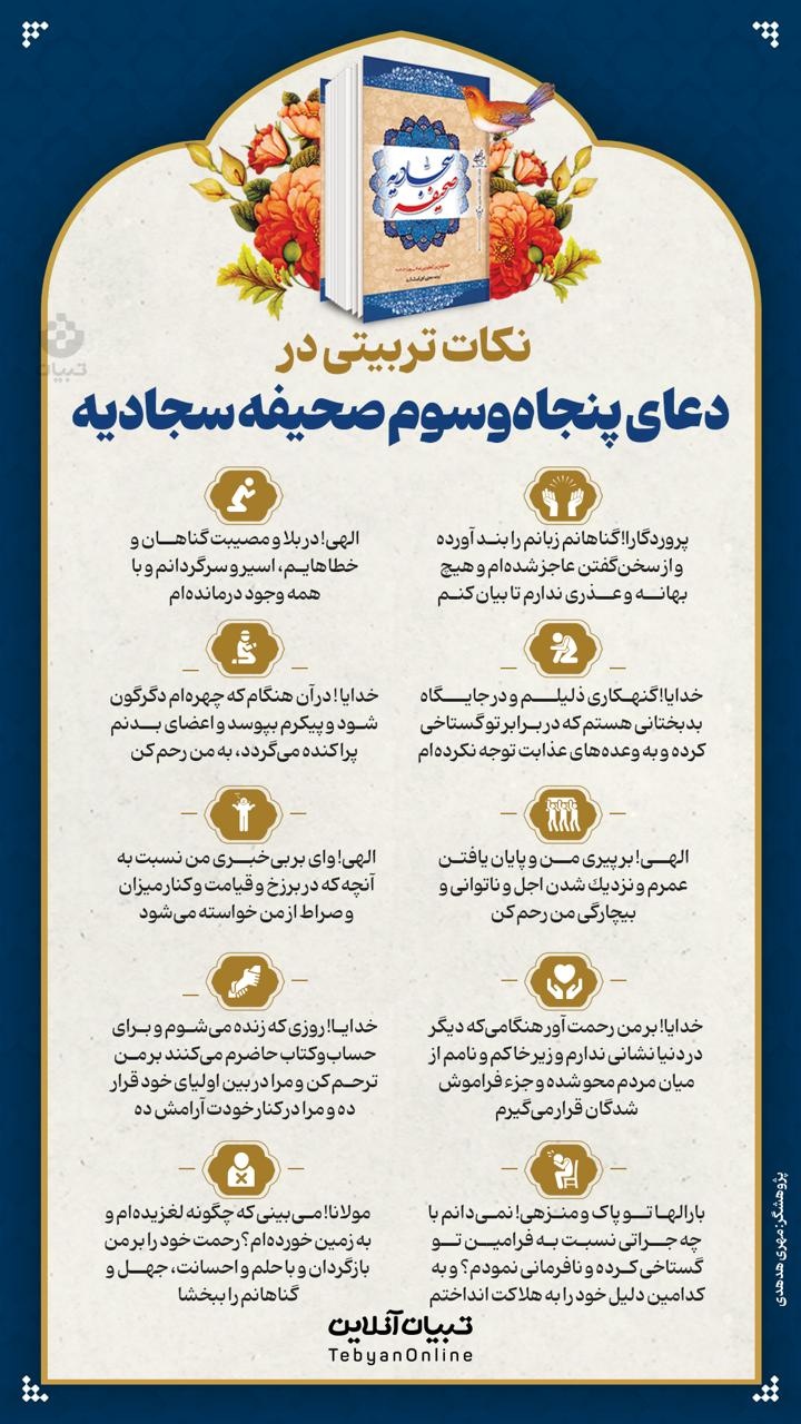 نکات تربیتی در دعای پنجاه و سوم صحیفه سجادیه نکات تربیتی در دعای پنجاه و سوم صحیفه سجادیه