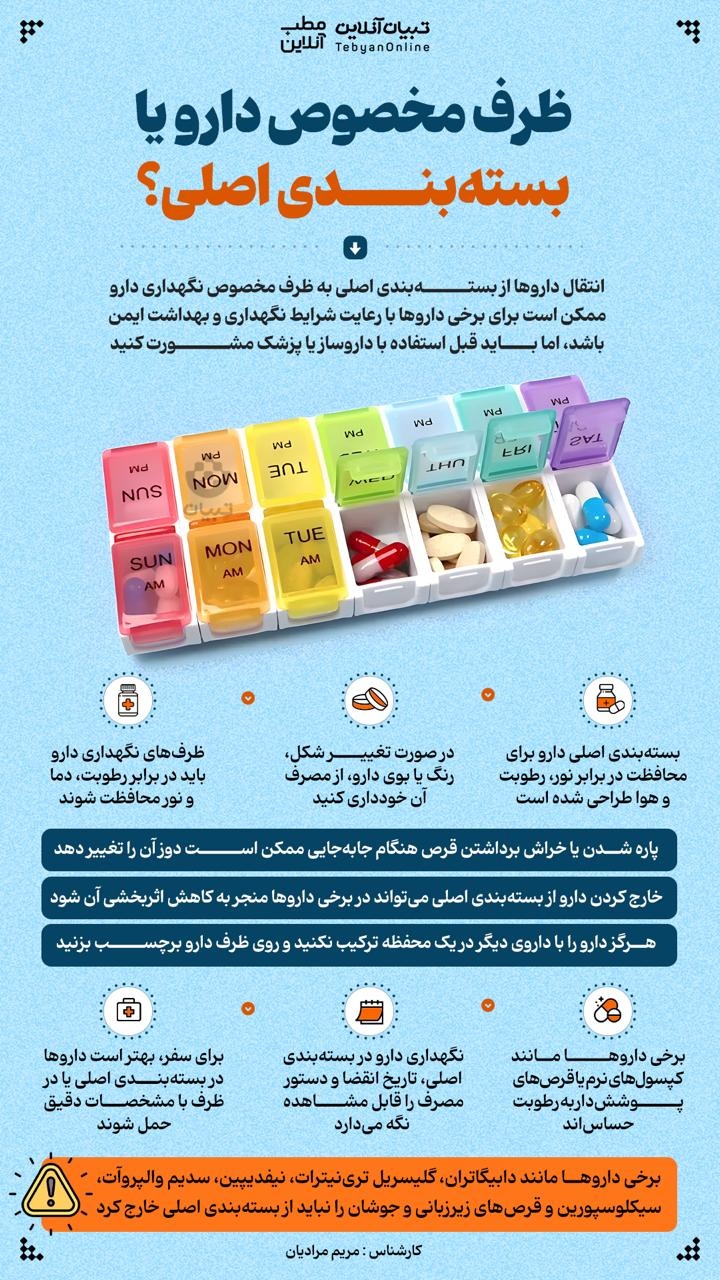 ظرف مخصوص دارو یا بسته‌بندی اصلی؟ نکاتی که باید بدانید