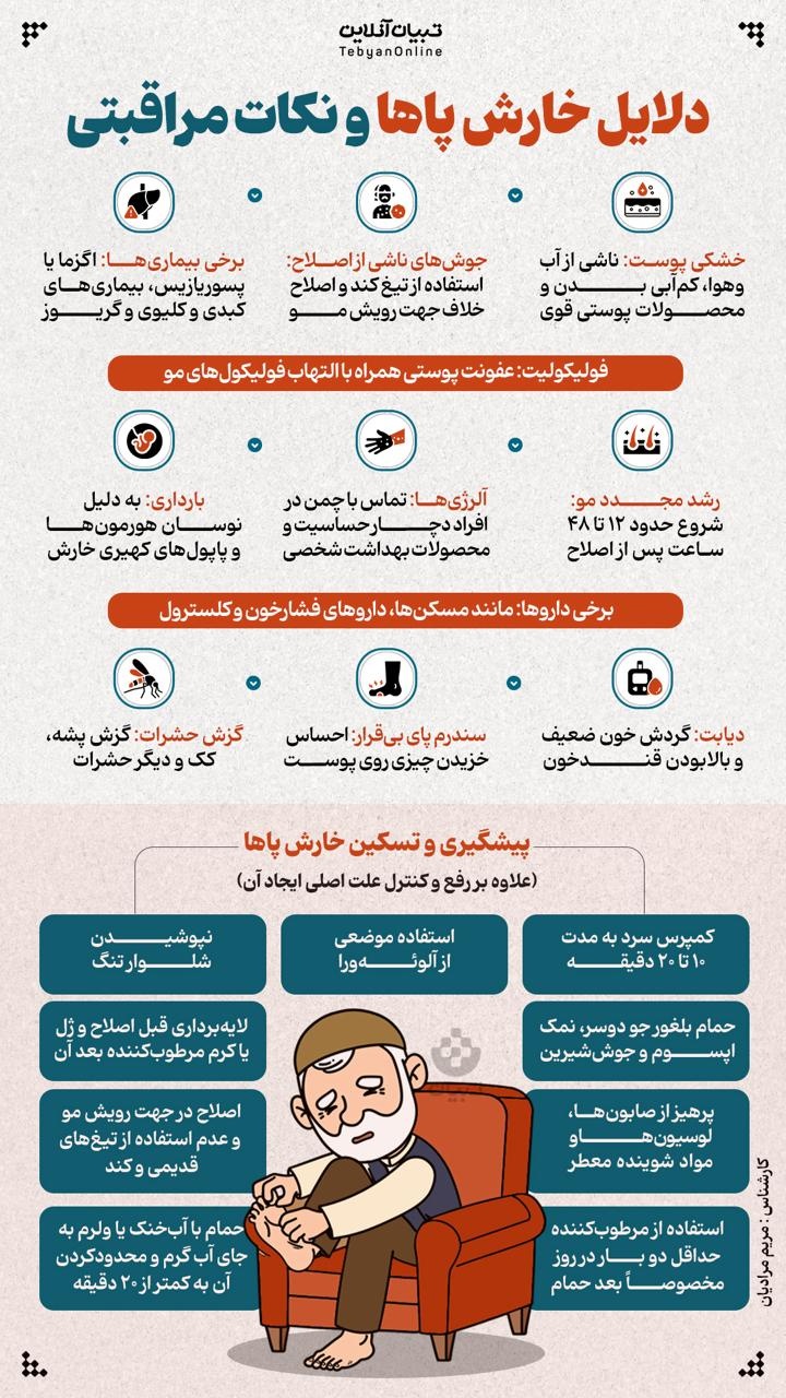 دلایل خارش پاها و نکات مراقبتی دلایل خارش پاها و نکات مراقبتی
