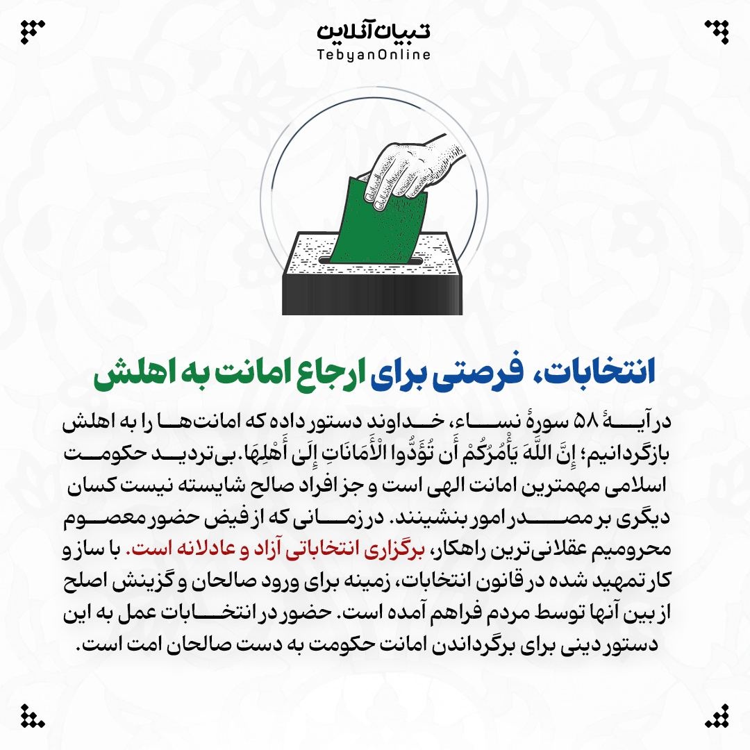 &nbsp;چهار دلیل قرآنی برای حضور در انتخابات