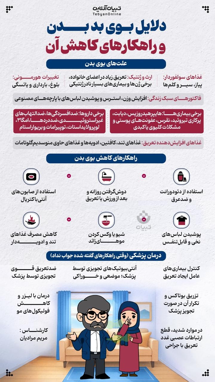 دلایل بوی بد بدن و راهکارهای کاهش آن 