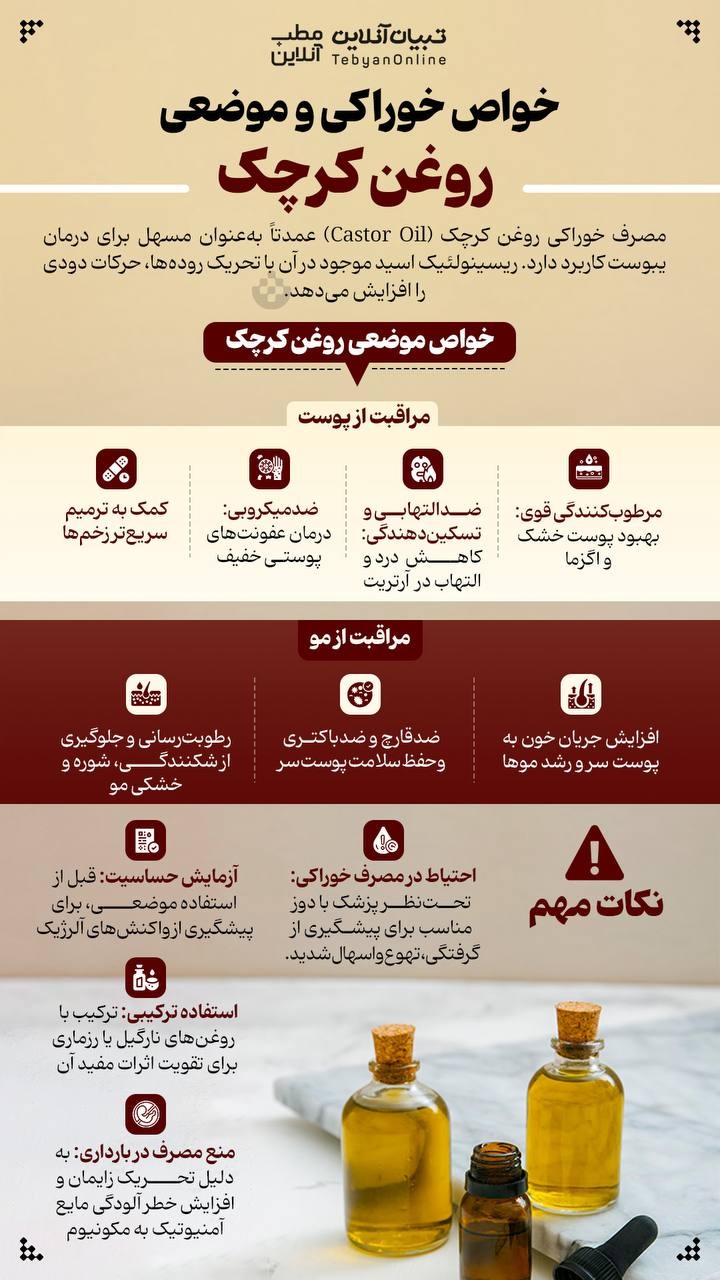 خواص خوراکی و موضعی روغن کرچک 