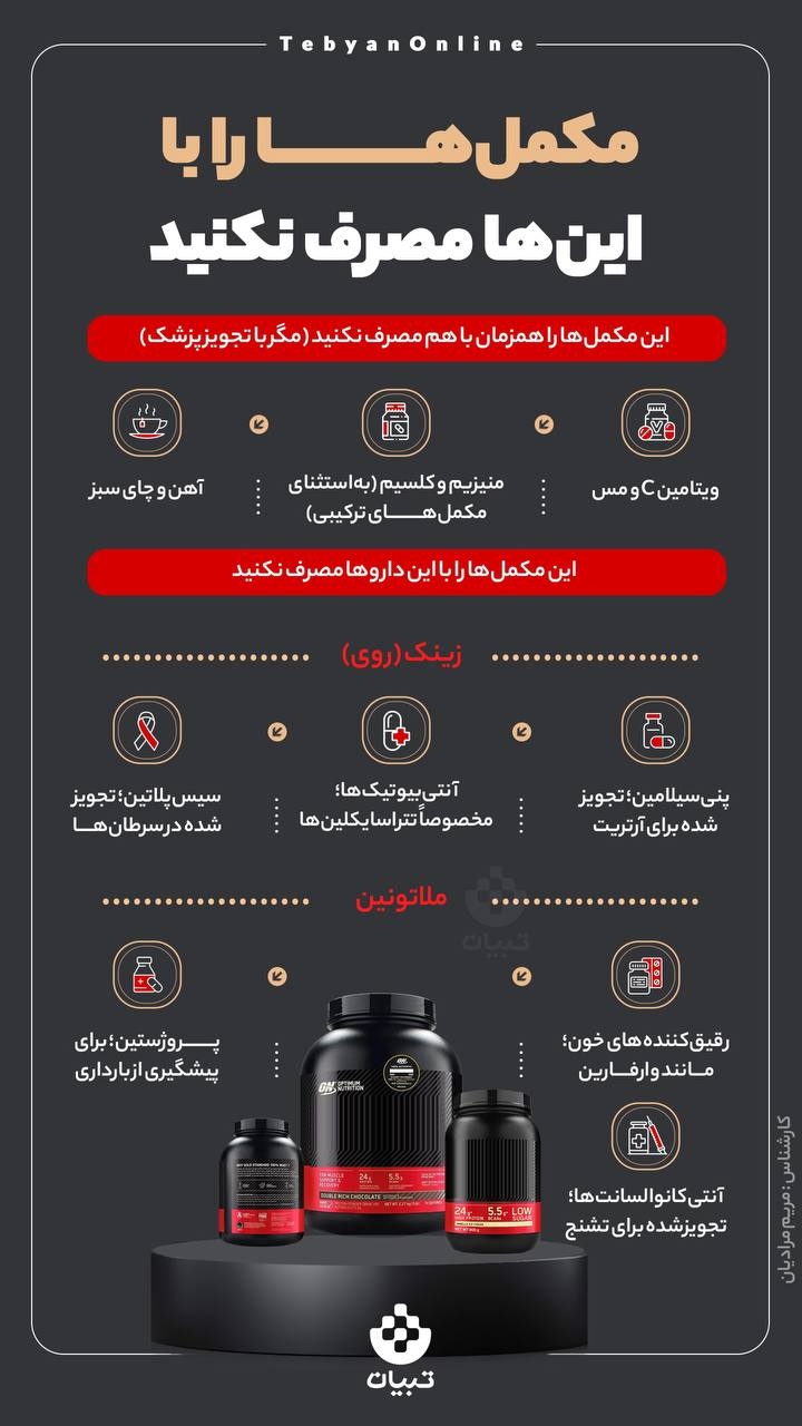 مکمل‌ها را  با اینها مصرف نکنید