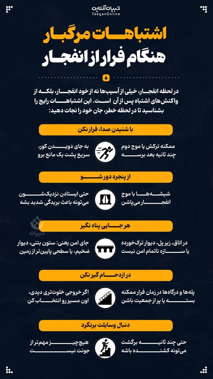 اشتباهات مرگبار هنگام فرار از انفجار اشتباهات مرگبار هنگام فرار از انفجار