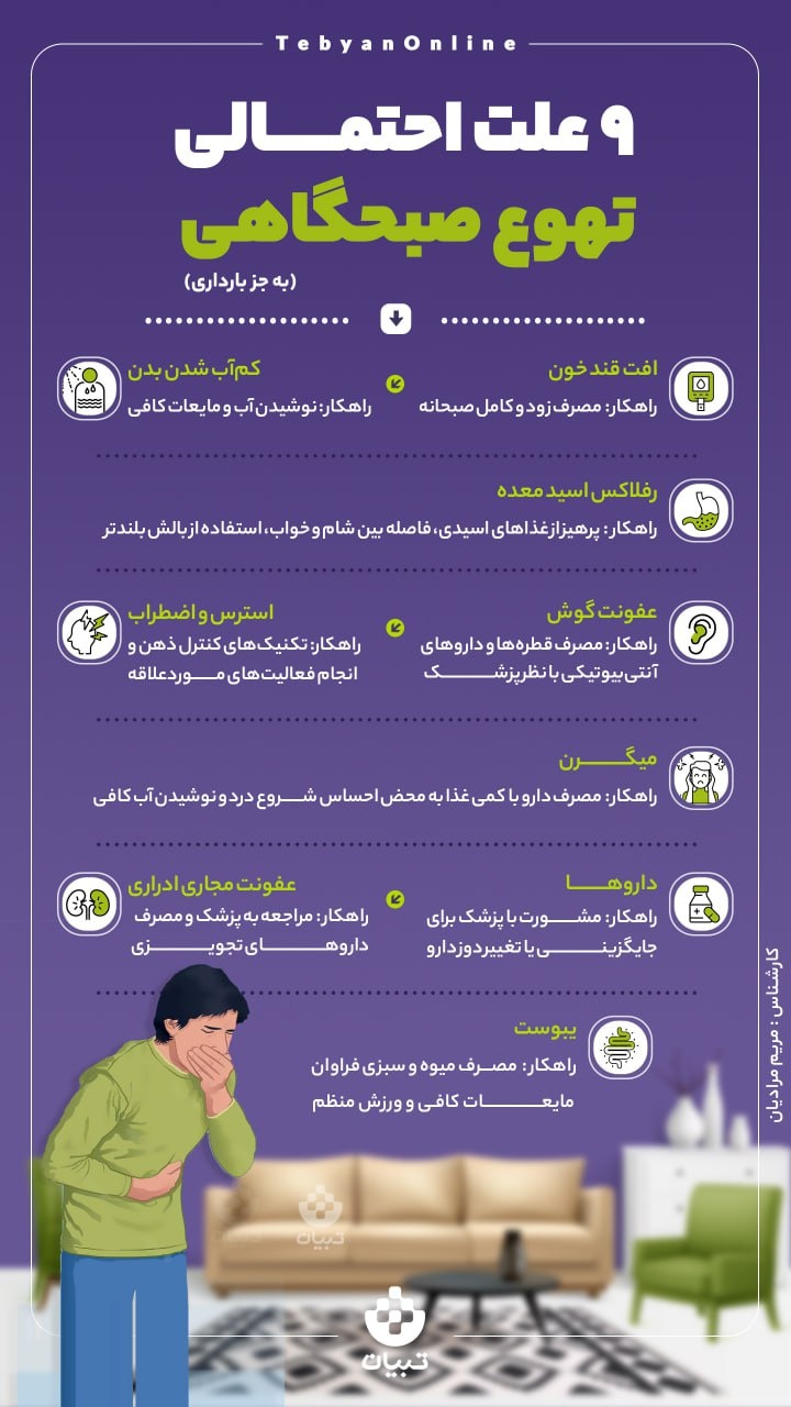 9 علت احتمالی تهوع صبحگاهی (به جز بارداری)