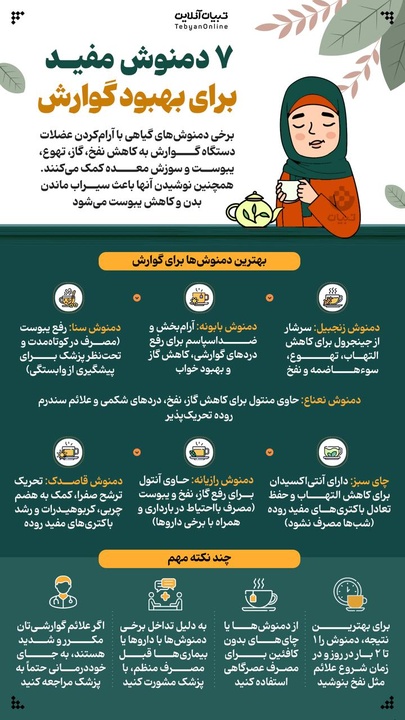 ۷ دمنوش مفید برای بهبود گوارش