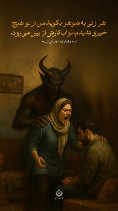 هر زنی به شوهر بگوید من از تو هیچ خیری ندیدم، ثواب کارش از بین می‌رود