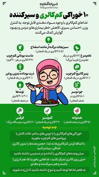 ۱۰ خوراکی کم کالری و سیر کننده