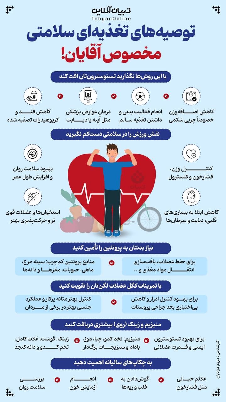 توصیه‌های تغذیه‌ای سلامتی مخصوص آقایان!
