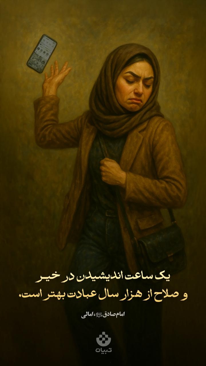 یک ساعت اندیشیدن در خیر و صلاح از هزار سال عبادت بهتر است