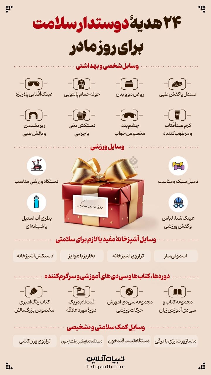 ۲۴ هدیه دوستدار سلامت برای روز مادر