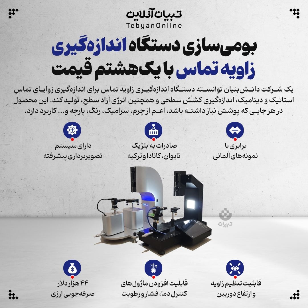 بومی‌سازی دستگاه اندازه‌گیری زاویه تماس با یک هشتم قیمت