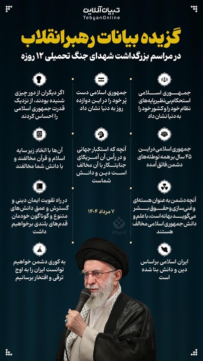 گزیده بیانات رهبر انقلاب در مراسم بزرگداشت شهدای جنگ تحمیلی ۱۲ روزه
