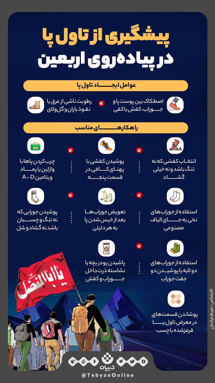 پیشگیری از تاول پا در پیاده‌روی اربعین