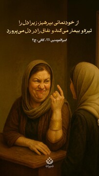 از خودنمائی بپرهیز؛ زیرا دل را تیره و بیمار می‌کند و نفاق را در دل می‌پرورد