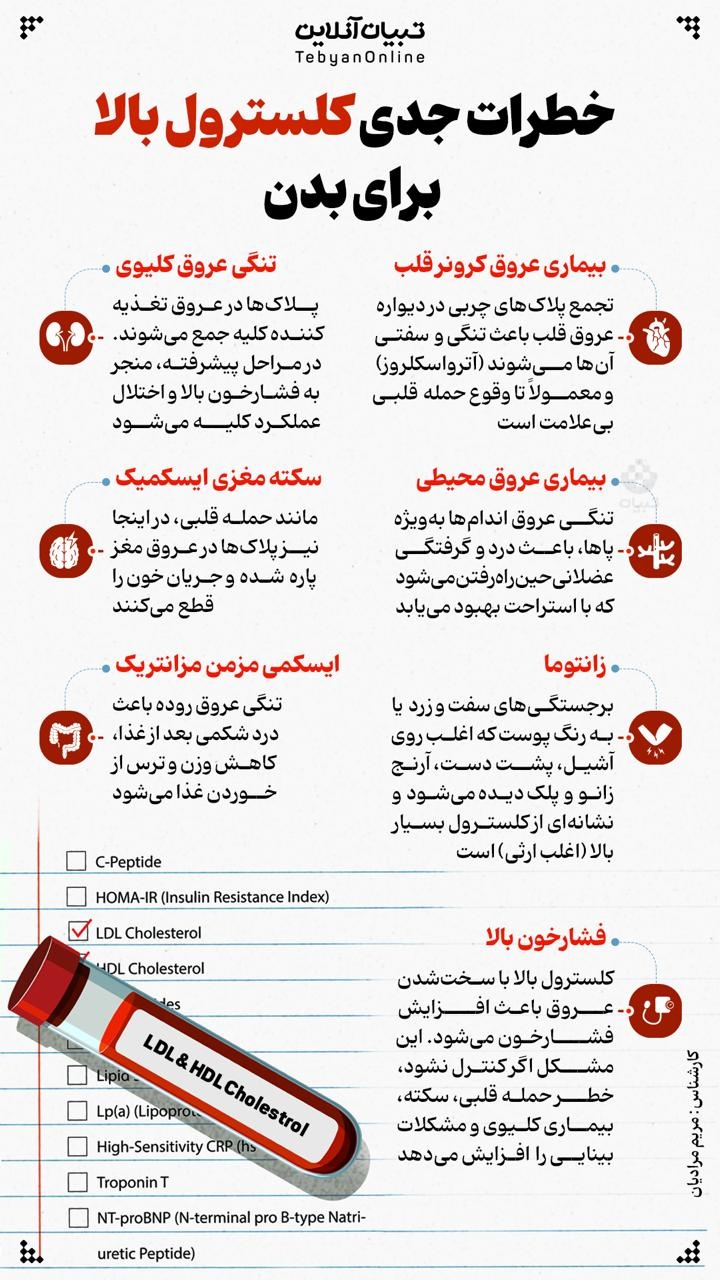 ۷ عارضه جدی ناشی از کلسترول بالا ۷ عارضه جدی ناشی از کلسترول بالا