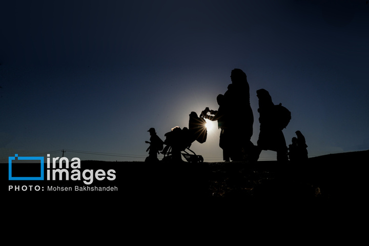 زائران پیاده در راه مشهد الرضا علیه السلام