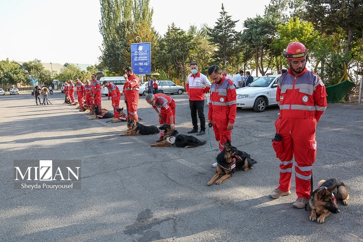 برگزاری رزمایش سگ‌های جستجوی هلال‌احمر در توچال