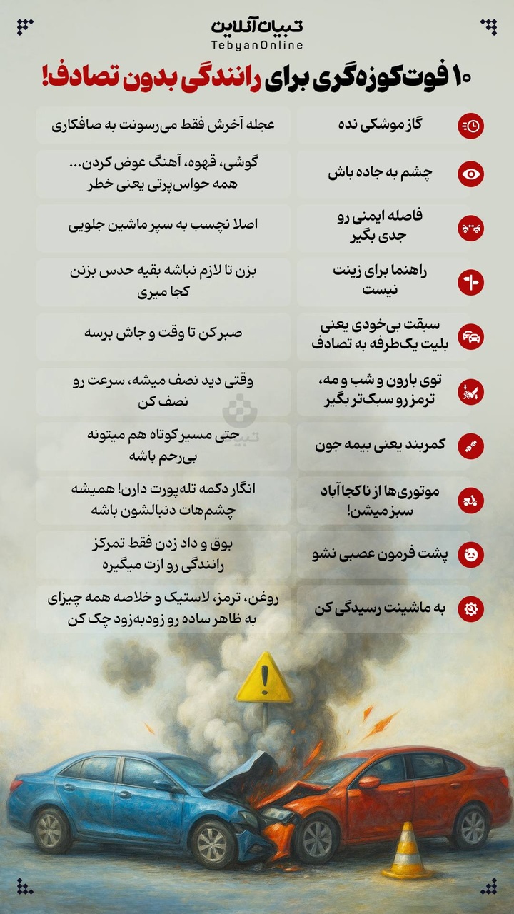 ۱۰ فوت گوزه‌گری برای رانندگی بدون تصادف