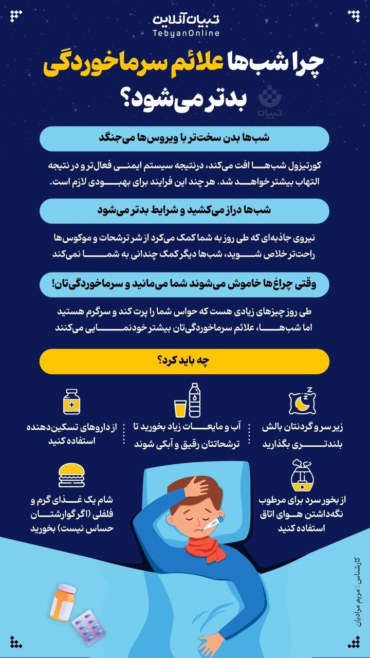 چرا  شب‌ها علائم سرماخوردگی‌ بدتر می‌شود؟