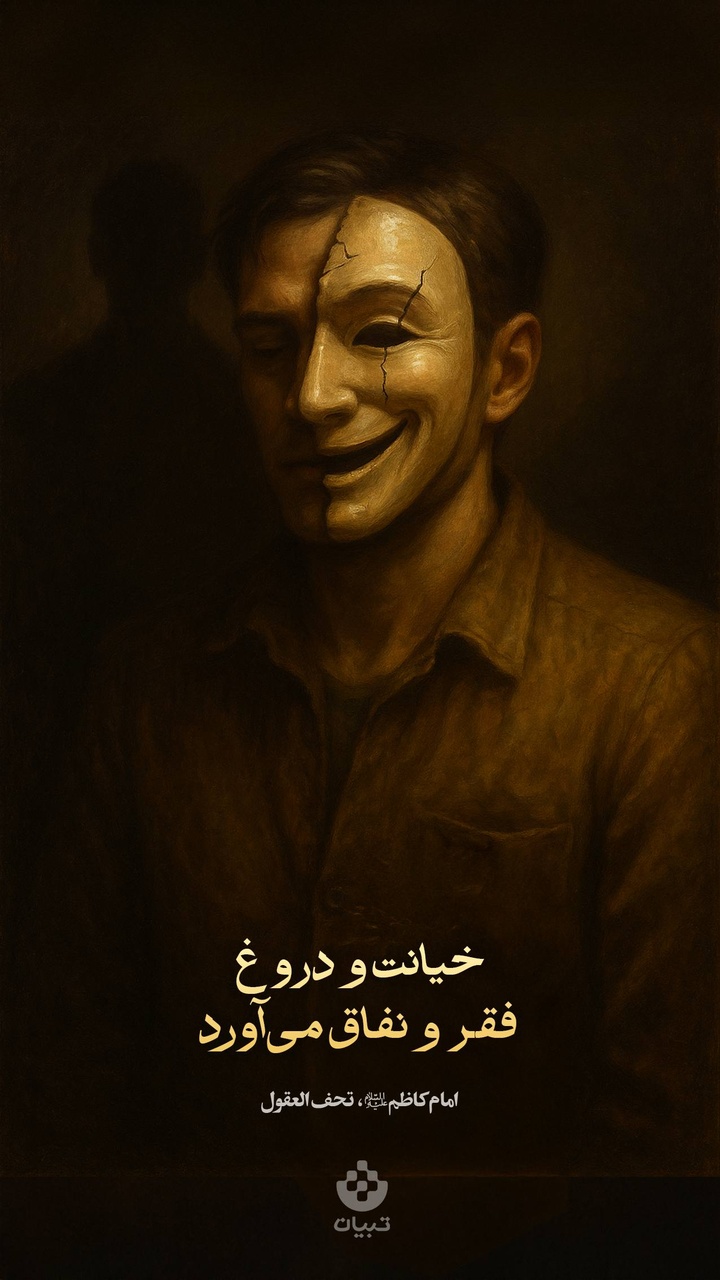 امام کاظم علیه‌السلام: خیانت و دروغ، فقر و نفاق می‌آورد