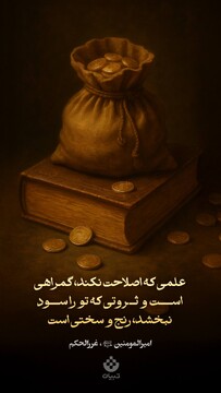 علمی که اصلاحت نکند، گمراهی است و ثروتی که تو را سود نبخشد، رنج و سختی است