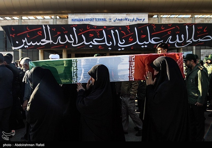 مراسم استقبال از هشت شهید گمنام دوران دفاع مقدس در همدان