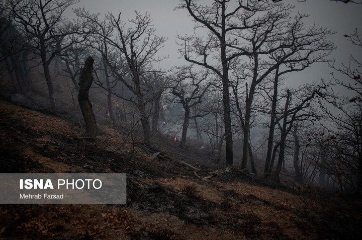 عملیات مهار آتش‌سوزی مناطق کوهستانی روستاهای دلیر و الیت