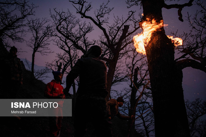 عملیات مهار آتش‌سوزی مناطق کوهستانی روستاهای دلیر و الیت