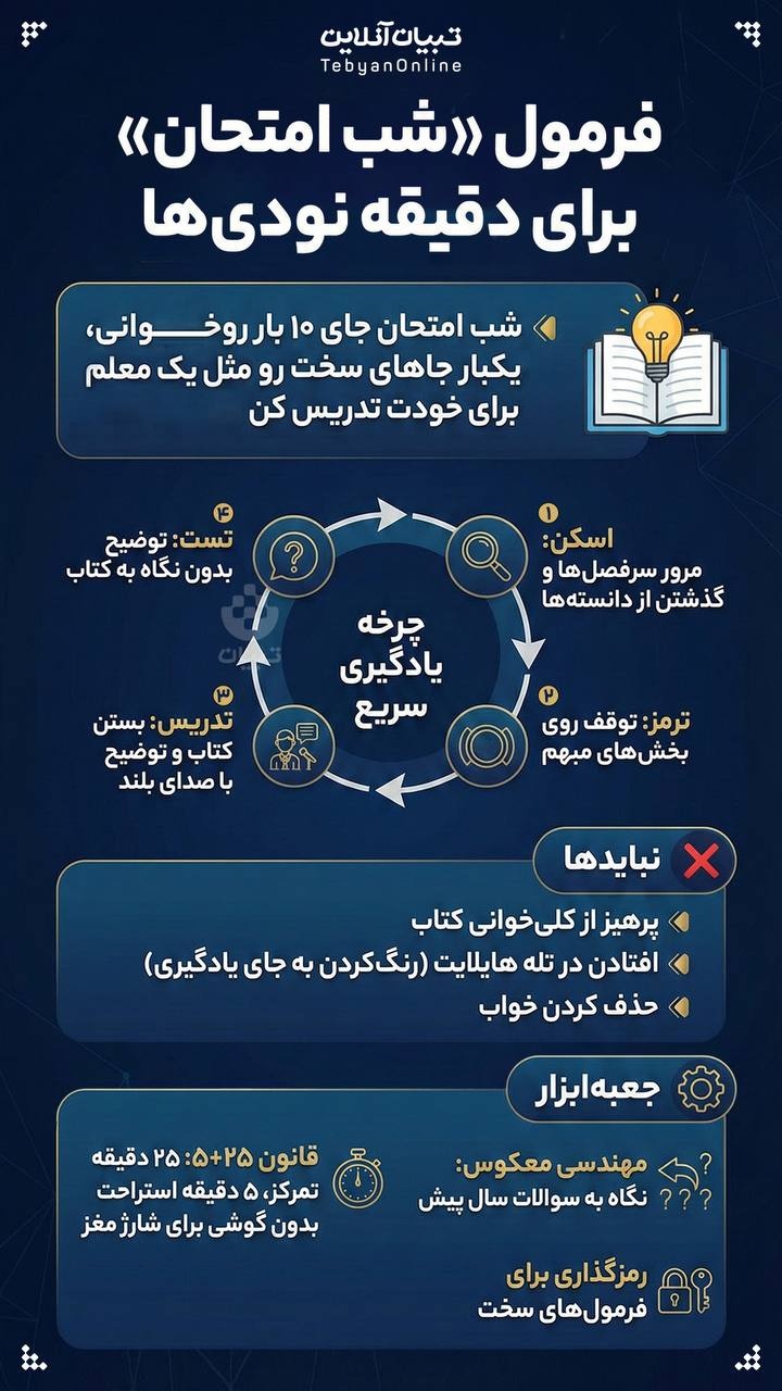 فرمول شب امتحان برای دقیقه نودی ها
