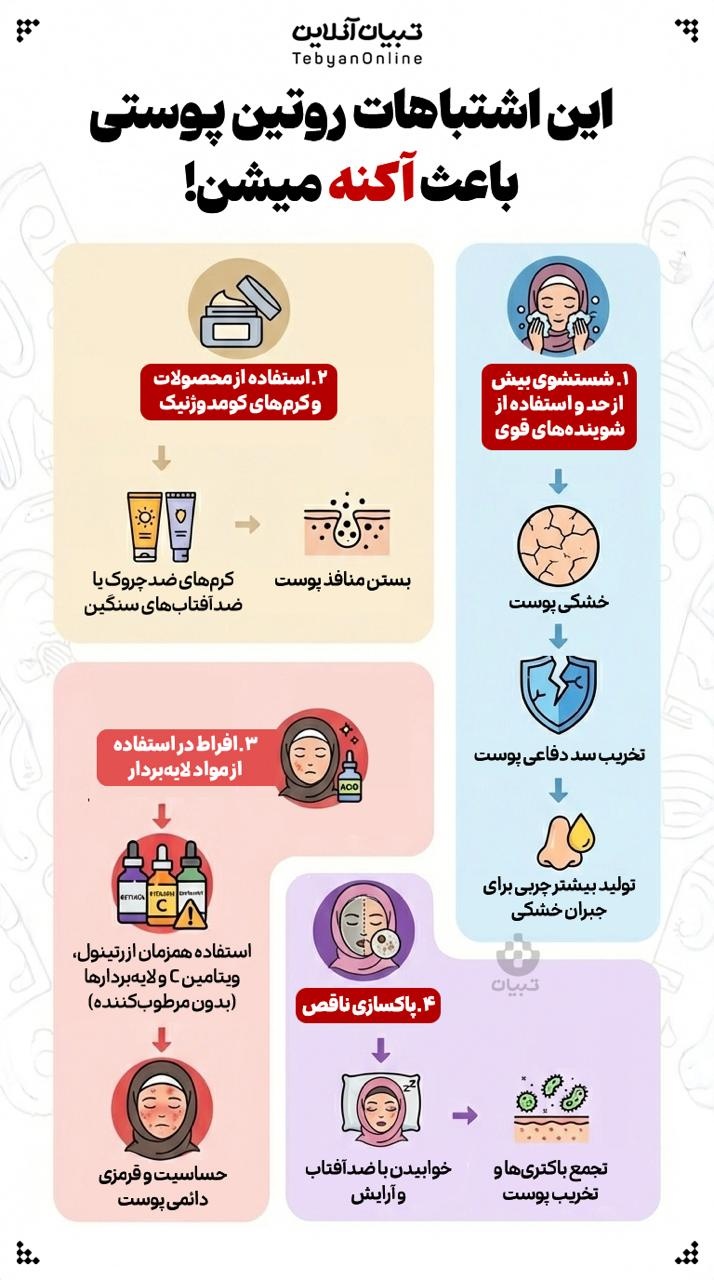 این اشتباهات روتین پوستی باعث آکنه میشن! این اشتباهات روتین پوستی باعث آکنه میشن!