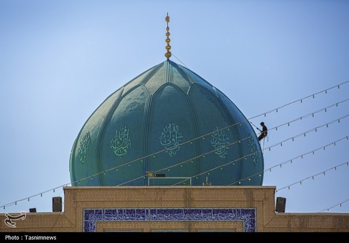 شستشوی گنبدهای مسجد مقدس جمکران