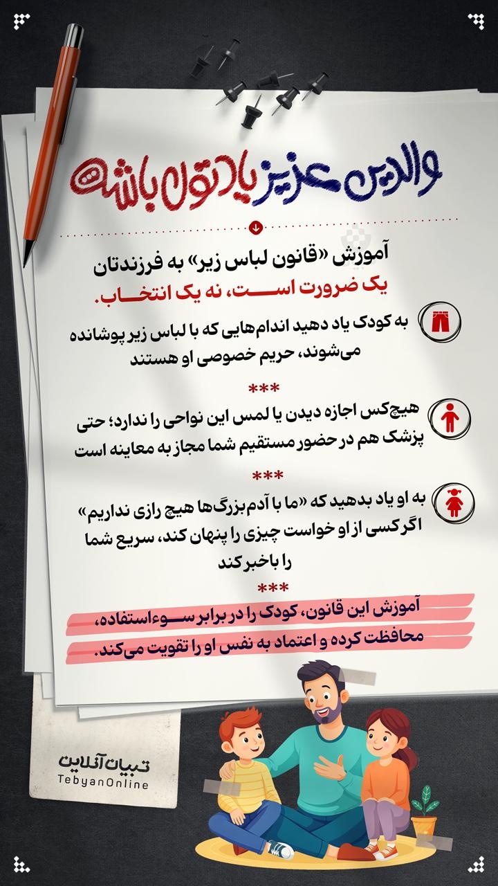 آموزش «قانون لباس زیر» به فرزندتان یک ضرورت است، نه یک انتخاب