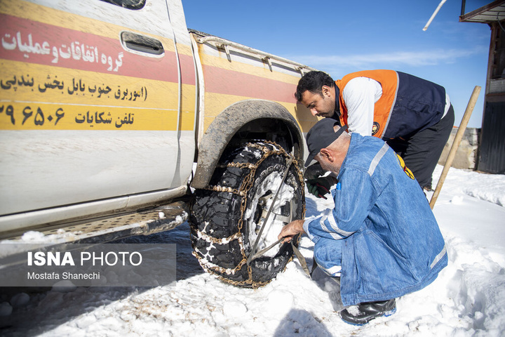 فعالیت "سیم‌بانان" در ارتفاعات برفی بابل