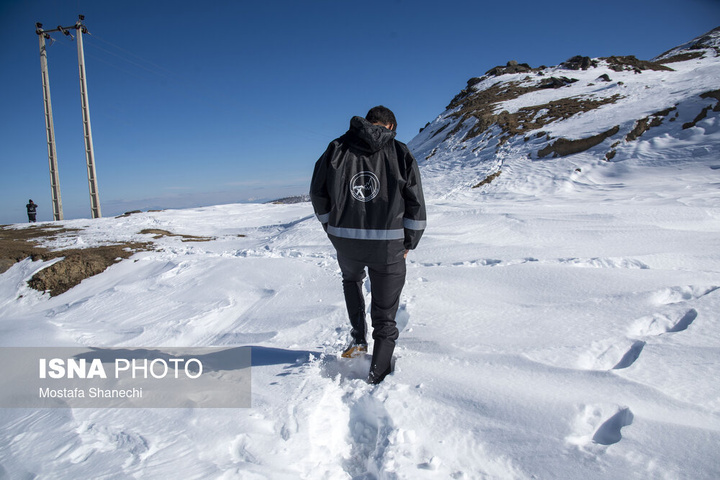 فعالیت "سیم‌بانان" در ارتفاعات برفی بابل