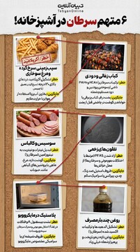 ۶ متهم سرطان در آشپزخانه!