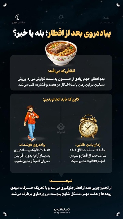 پیاده‌روی بعد از افطار؛ بله یا خیر؟