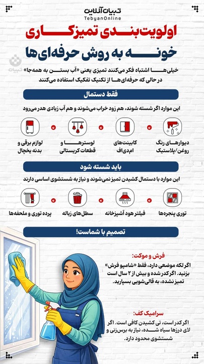 اولویت بندی تمیزکاری خونه به روش حرفه‌ای‌ها