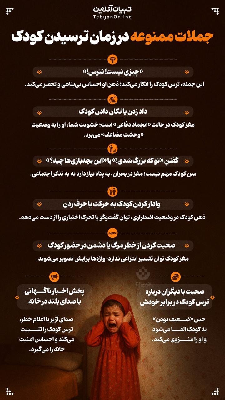 جملات ممنوعه در زمان ترسیدن کودک