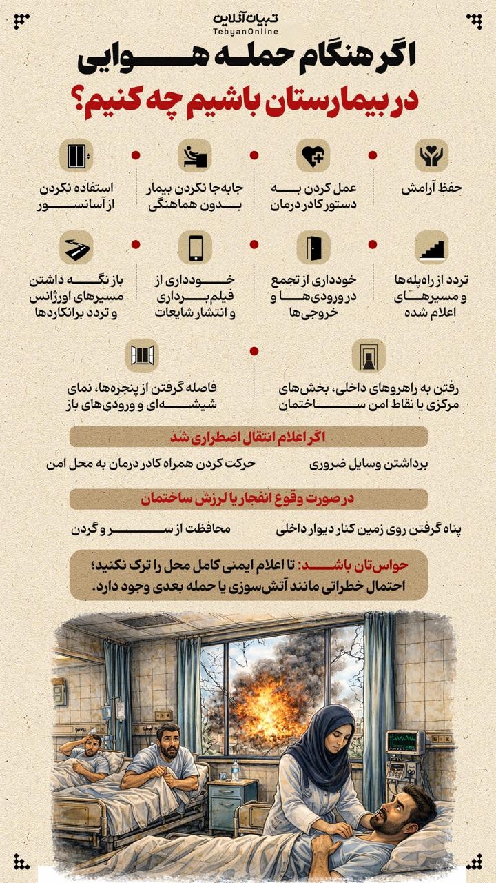 اگر هنگام حمله هوایی داخل بیمارستان بودیم چه کنیم؟