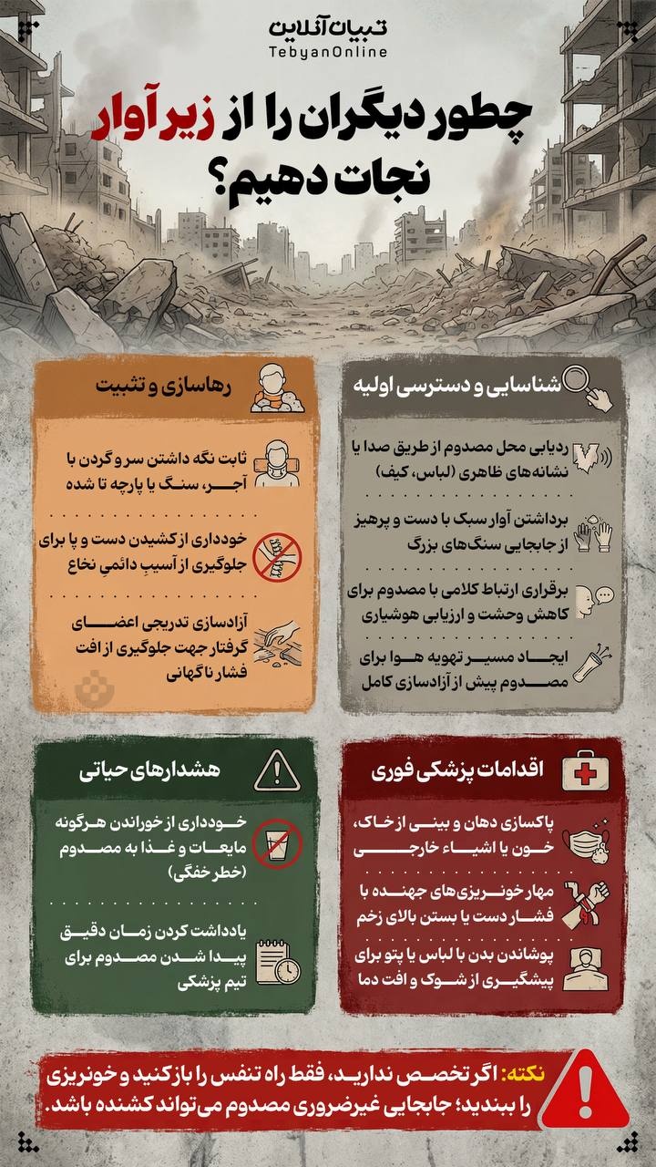 چطور دیگران را از زیر آوار نجات دهیم؟