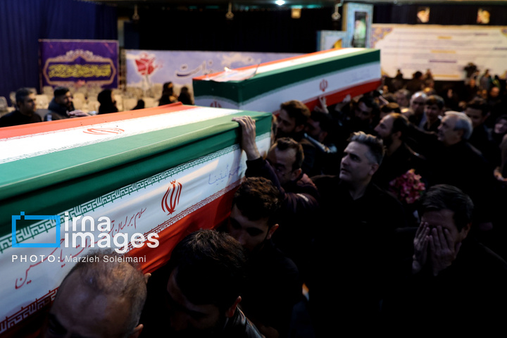 تدفین پیکر شهدای حملات آمریکا و رژیم صهیونیستی در بهشت زهرا (س)