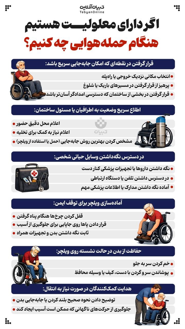 اگر دارای معلولیت هستیم، هنگام حمله‌هوایی چه کنیم؟