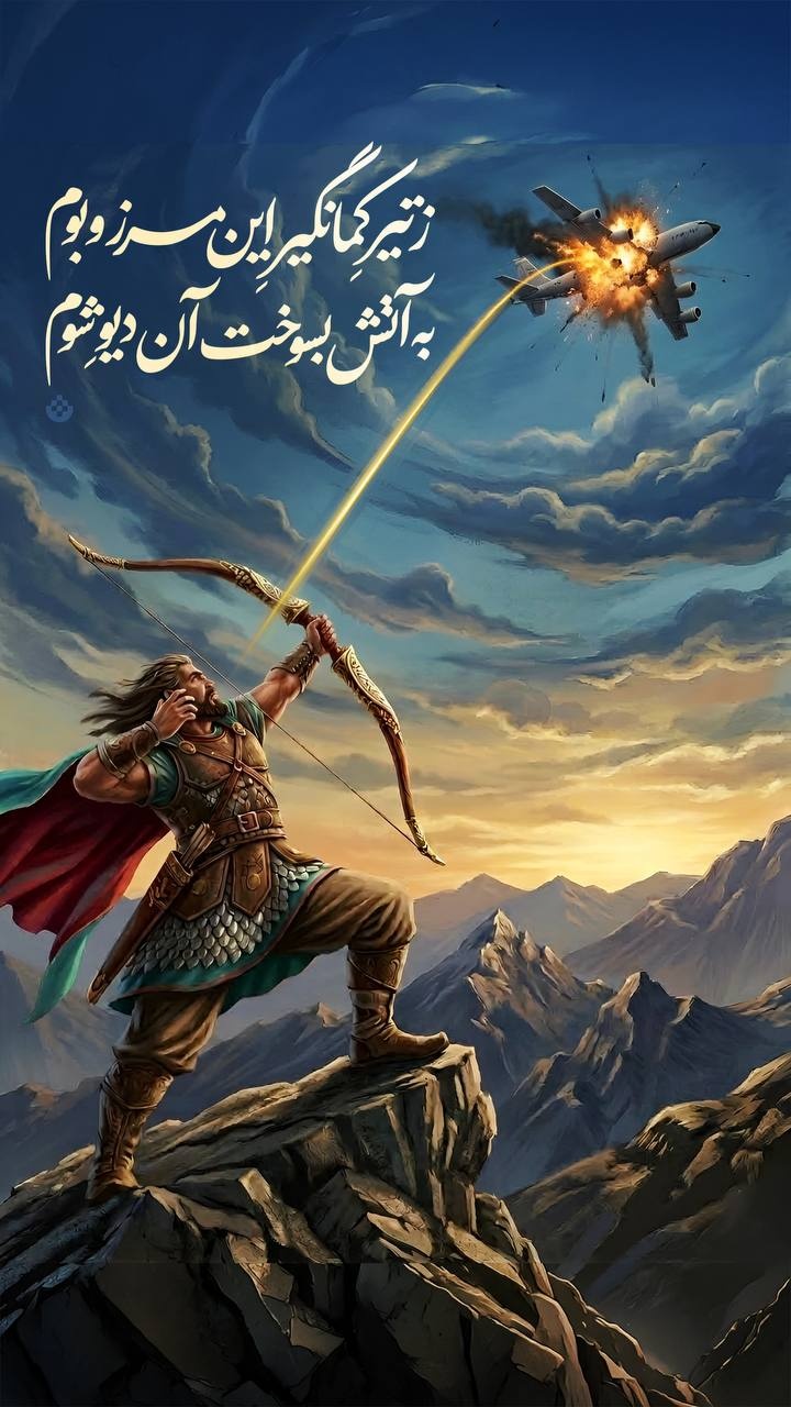 ز تیرِ کمانگیرِ این مرز و بوم/ به آتش بسوخت آن دیوِ شوم