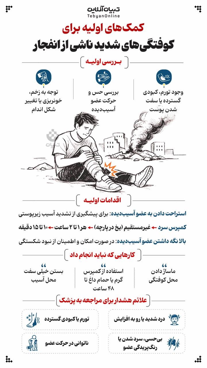 کمک های اولیه برای کوفتگی های شدید ناشی از انفجار