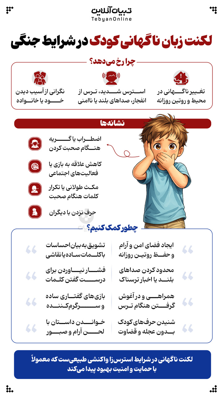 لکنت زبان ناگهانی کودک در شرایط جنگی